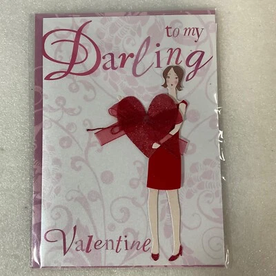 Meri Meri To My Darling Valentine Card w/ Envelope - 3D Heart Bow - New - Image 1 of 4