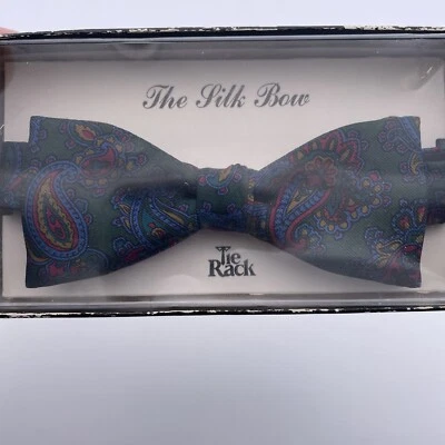 Vintage Tie Rack Bow Tie pure silk Boxed - Paisley Pattern Back Clip Fastening - Image 1 of 4