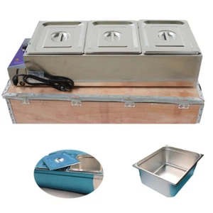 New Commercial Stainless 3-Pan Bain-Marie Buffet Food Warmer 110V Easy Operate - Picture 1 of 8
