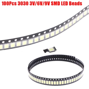 100Pcs 3030 SMD LED Beads 1W 3V/6V/9V Cold White Light For TV LED Dio W0A-bf - Zdjęcie 1 z 13