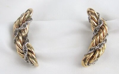 Vintage Winard 12K Gold Filled & Fancy Silver Twisted Rope Earrings - Image 1 of 4