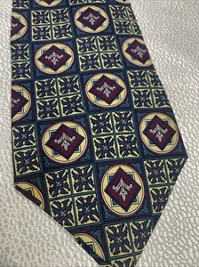 Nubio Collezione Esclusivo Green Teal Liz Flower Geometric Tie 100% Silk - Picture 1 of 6
