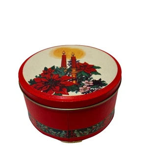 Vintage Weihnachtsdose Kerze Design leer 3 x 5,5" mit Deckel - Bild 1 von 5