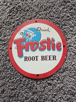 DE COLECCIÓN LETRERO DE PORCELANA CERVEZA RAÍZ FROSTIE COCA, Pepsi, Orange Crush  Foto 1 de 4