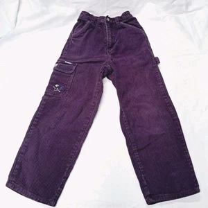 VTG OshKosh Bgosh Purple Floral Embroided Corduroy Carpenter Pants SZ 6 90s Y2k - Picture 1 of 10
