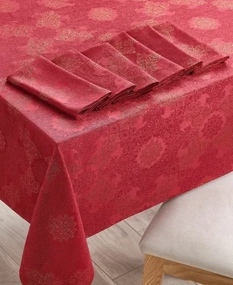 Martha Stewart Red & Gold Holiday Tablecloth and Napkin Set 60x102 - Image 1 of 4