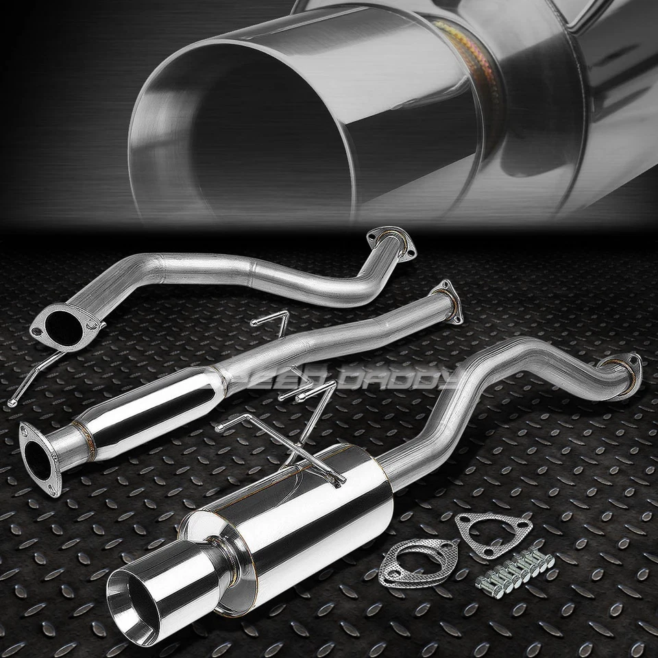 FOR 92-00 HONDA CIVIC 2-DOOR/4-DOOR 4" ROLLED MUFFLER TIP CATBACK EXHAUST SYSTEM - Image 1 of 4