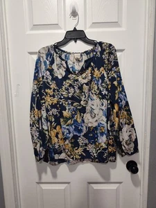 Chicos Top Damen 3P US XL/16 Primavera blau bunt Blumen Bauern Tunika Bluse - Bild 1 von 9