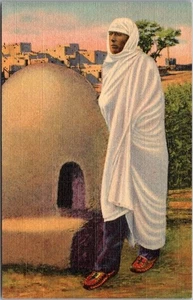 c1937 NEW MEXICO Native Americana Postcard "White Robed Taos Indian" Linen - Picture 1 of 2