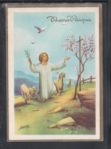 Cartolina Buona Pasqua Gesù Pecore Paesaggio ill. Ventura ZBD1229 # - Picture 1 of 1