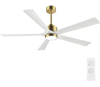 60" Modern Ceiling Fan with Lights and Remote Control White And Gold 5 Blades - Image 1 of 4