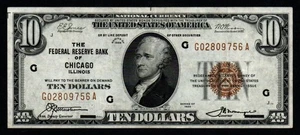1929 $10 Chicago CRISP XF+/AU Federal Reserve Bank Note! - Picture 1 of 2