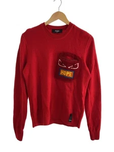 FENDI Knit & Sweater (Thin) 44 Wool Red Plain Pr12-17-785 Used - Picture 1 of 6