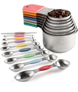 Measuring Cups And Magnetic Measuring Spoons Set Stainless Steel 8 Measuring Cup - Picture 1 of 3