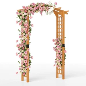 7.5 FT Garden Arch Wooden Arbor Outdoor Wood Trellis for Climbing Plants - Picture 1 of 11