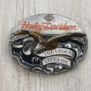 90's Harley-Davidson Belt Buckle The Legend Lives On Eagle 1990 Siskiyou Pewter - Picture 1 of 8
