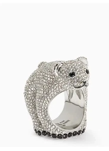 Anello Orso Polare Kate Spade New York Tono Argento Metallo - Misura 7 F199 - Foto 1 di 11