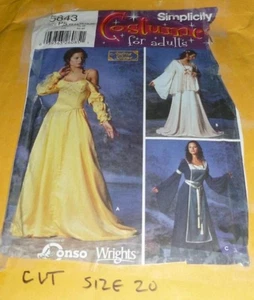 Renaissance Medieval Bridal Dress Costume Sewing Pattern CUT size 20 Cosplay - Picture 1 of 3