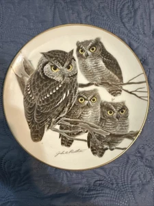 Hutschenreuther Germany SCREECH OWLS 1977  Collector Plate John A Ruthven - Picture 1 of 2