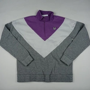 FILA 1/4 Zip Pullover Sweatshirt Sweater Women's Size Medium Gray Purple - Picture 1 of 10