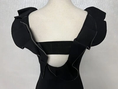 VESTIDO DE CÓCTEL ROJO VALENTINO NEGRO AJUSTADO CUELLO CON VOLANTES ESPALDA ABIERTA L! Foto 1 de 4