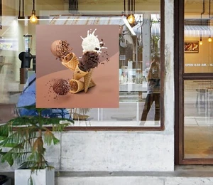 3D Ice Cream Dessert Shop G74 Window Stickers Vinyl Wall Mural Decals Coco - Picture 1 of 11