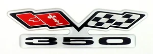 Chevy 350 (FLAGS) EMBLEM Super Sized Silver - Picture 1 of 2