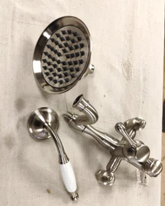Signature Hardware DOLWICK Exposed Pipe Shower and Tub Faucet - BRUSHED NICKEL - Picture 1 of 7