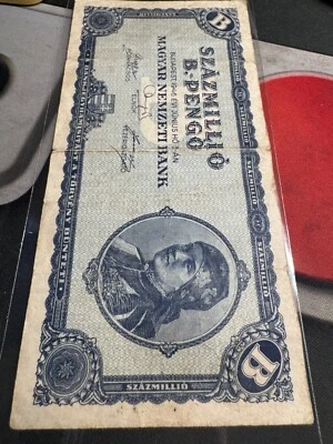 Auténtica Hungría 100 Quintillones B-Pengo 1946, Moneda CIRCULADA, P-131 Foto 1 de 4