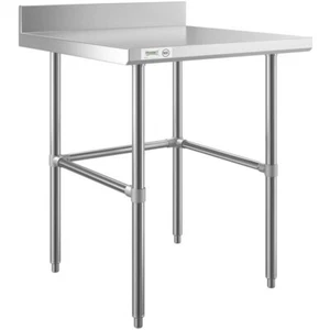 Mesa de trabajo restaurante de preparación de acero inoxidable de 30""W x 30""L con base abierta y salpicadero - Imagen 1 de 11
