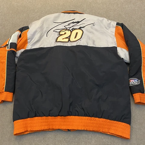 Vintage NASCAR Jacket Mens Large 200 Tony Stewart #20 Chase Insulated Hood Cover