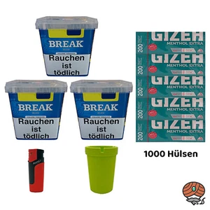 Break Blue/Blau Volumentabak Giga Box à 205g, Gizeh Menthol Extra Hülsen +++