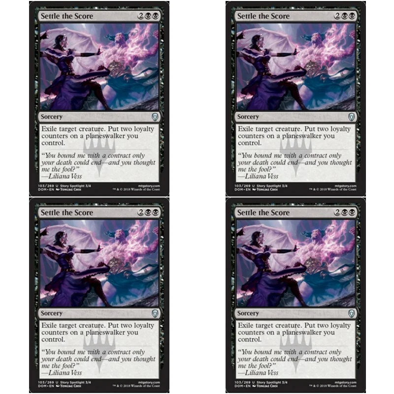 4 x SETTLE THE SCORE NM Dominaria mtg Black - Sorcery Unc - Image 1 of 1