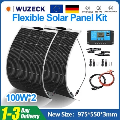 200W Flexible Solarpanel-kit Monokristalline Solar PV Modul Outdoor Camping Dach - Bild 1 von 4