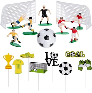 18 Pieces Soccer Cake Topper Decorations Soccer Ball Cupcake Topper Soccer Playe - Picture 1 of 12