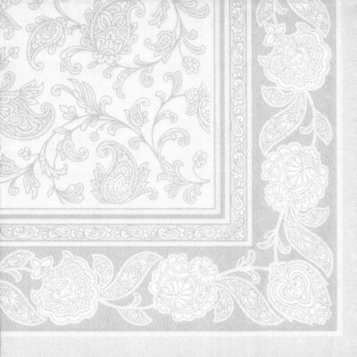 Napkins ROYAL Collection 1/4 Fold WHITE Ornaments 40 x 40 cm 15.75 x 15.75in - Image 1 of 4