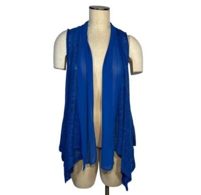 Chaleco Bohemio John Paul Richard Línea Crochet Azul Mediano Foto 1 de 4