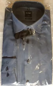 Camisa formal de negocios Olymp Luxor de ajuste moderno gris algodón Oeko-Tex L/S nueva con etiquetas - Imagen 1 de 7