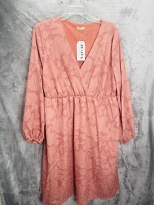 Neu ZOMVA Damen Kleid Rose Babypuppe Midi Wickel Langarm Chiffon Gr. 24 - Bild 1 von 7