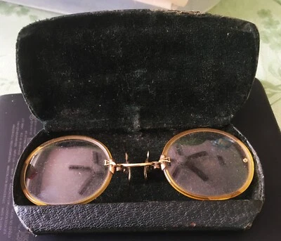 Vintage 12k Gold Filled Shur-On Pince Nez Eye Glasses W. Case - Image 1 of 3