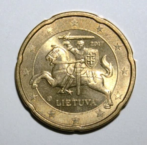 S8 - Lithuania 20 Euro Cents 2017 Brilliant Uncirculated Coin - Vytis Left - Picture 1 of 2