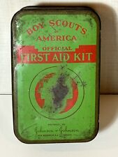 Vintage 1940s Boy Scouts of America BSA First Aid Kit Tin Empty Johnson&Johnson