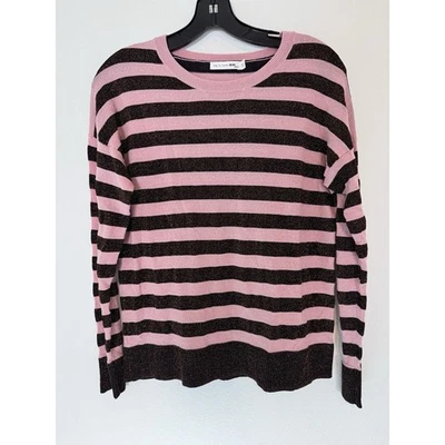Rag & Bone Sweater Women’s XS Merino Wool Blend Crewneck Pink Metallic Stripe - Image 1 of 4