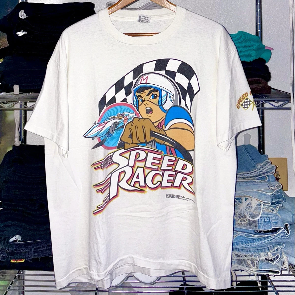 90s SPEED Tシャツ VTG 90s Speed Racer T-Shirt Adult XL White Double Sided Print 1998