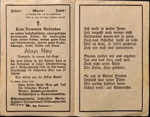 Sterbebild 2. WK Obergefr. Inf. Rgt. gefallen 1944 Kemen Luxemburg  Saar - Bild 1 von 1
