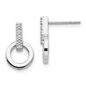 Sterling Silver Rhodium-plated Diamond Open Circle Post Drop & Dangle Earrings - Picture 1 of 7