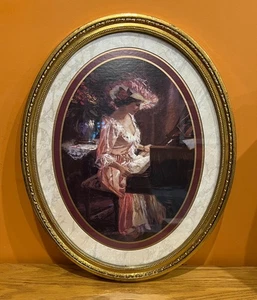 Home Interiors & Gifts Frau Klavier, Gold Oval Gerahmtes Bild, Nenad Mirkovich - Bild 1 von 4