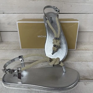 Michael Kors Holly Jelly Rope Sandal Silver Size 7 New in Box Fast Shipping - Picture 1 of 15
