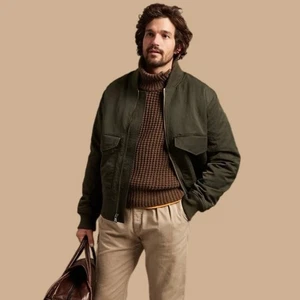 Banana Republic Vintage Bomber Jacket Earthen Dark Olive Green Men’s Size M Tall - Picture 1 of 12