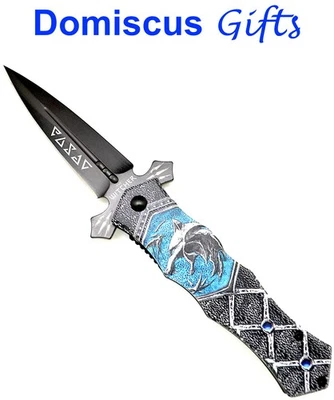 8 1/4 英寸全新! WARTECH 狼狼 哥特式幻想口袋刀 折叠刀 — 第 1/4 张图片